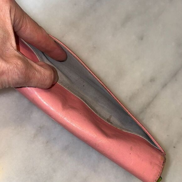 Kate Spade Wallet Leather Bifold Envelope Style Pink & Green Wallet - Picture 15 of 16